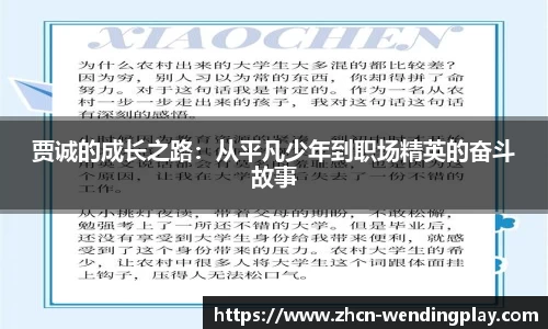 贾诚的成长之路：从平凡少年到职场精英的奋斗故事